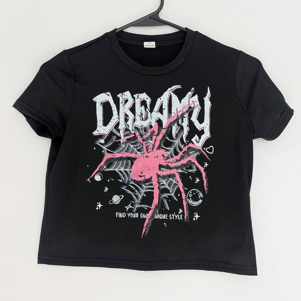 Dreamy Black and Pink Spider Kids T-Shirt